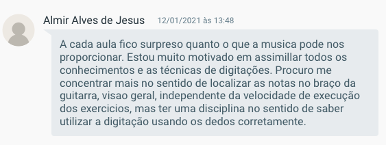 Curso Kit de Técnica para Guitarra Rock depoimento