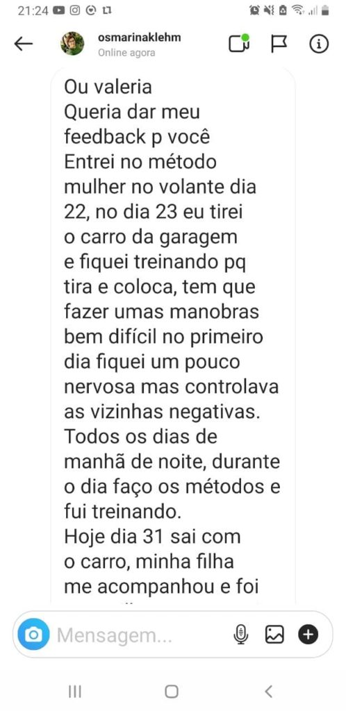 Curso Método Mulher no Volante depoimento