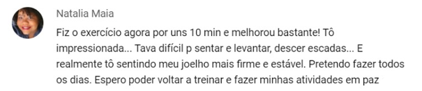 Curso Tchau Dor no Joelho - Tratamento depoimento