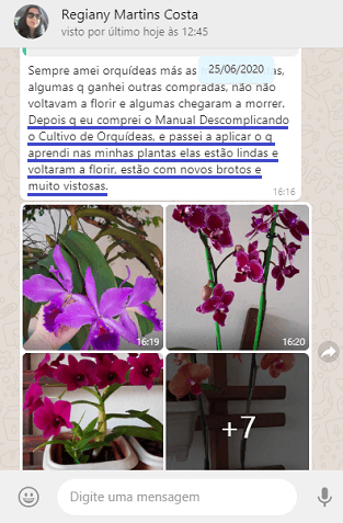 Manual Descomplicando o Cultivo de Orquídeas depoimento