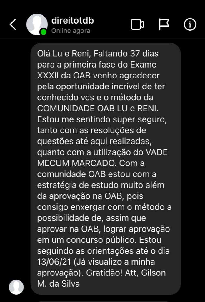 Comunidade OAB Lu e Reni depoimento