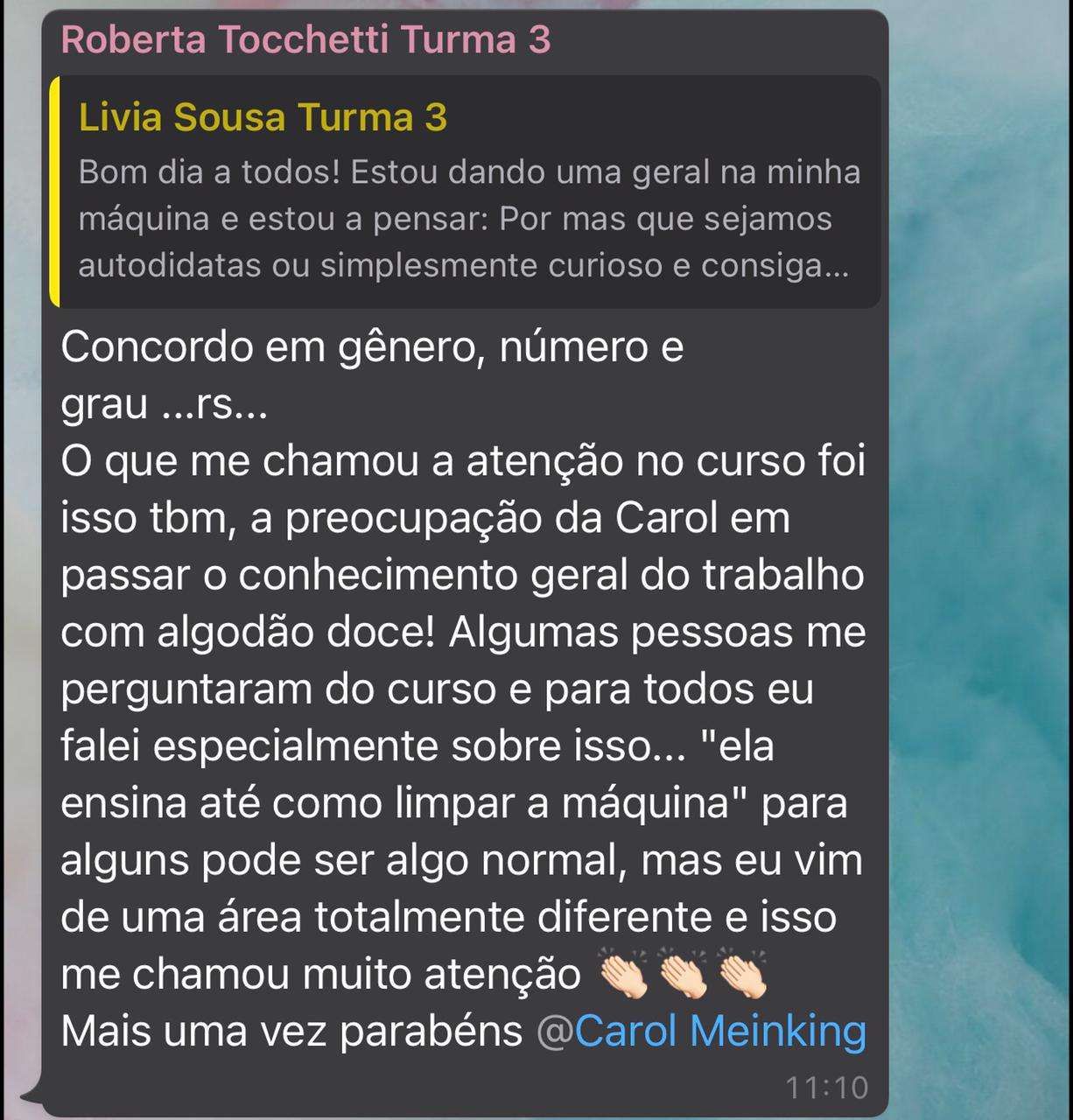 Curso Desvendando os Segredos do Algodão Doce depoimento