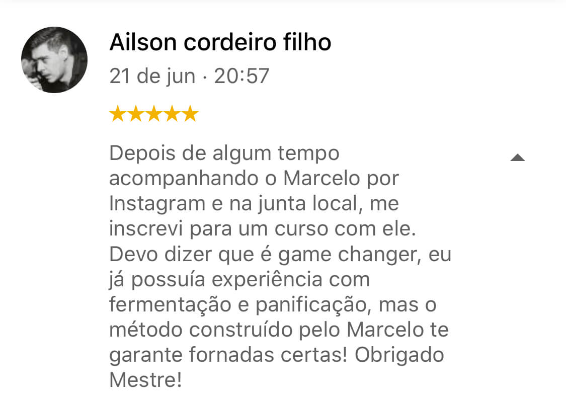 Curso Tribo do Pão - Fermentação Natural depoimento