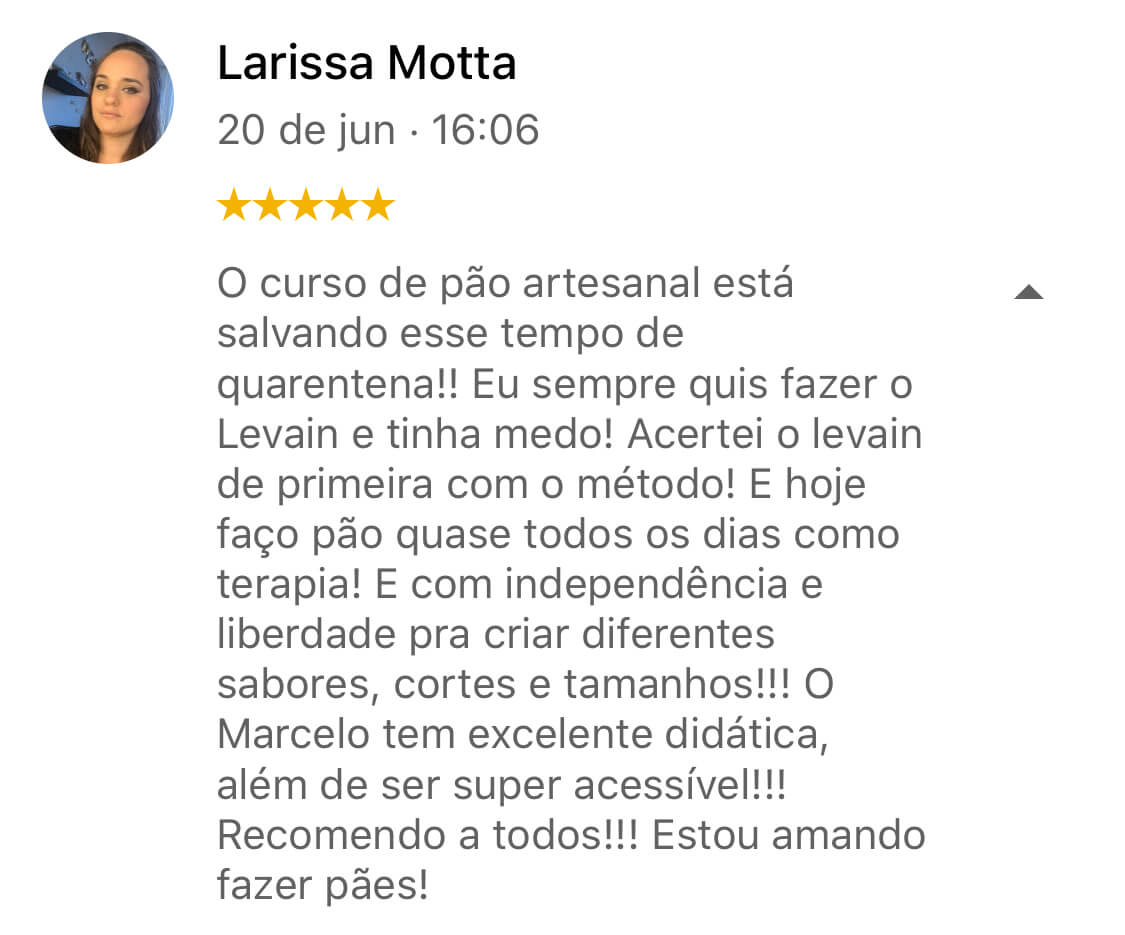 Curso Tribo do Pão - Fermentação Natural depoimento