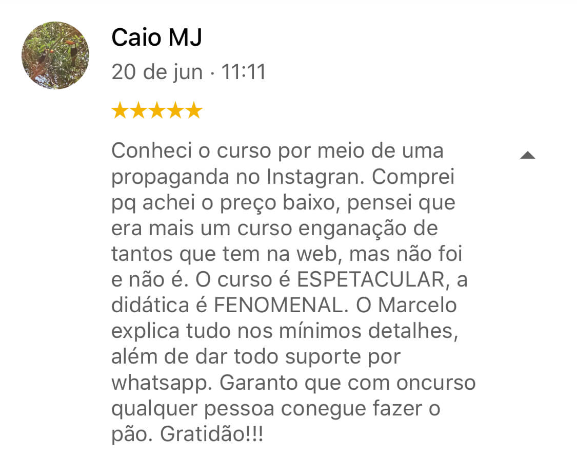 Curso Tribo do Pão - Fermentação Natural depoimento