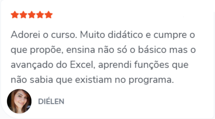 Curso de Excel depoimento