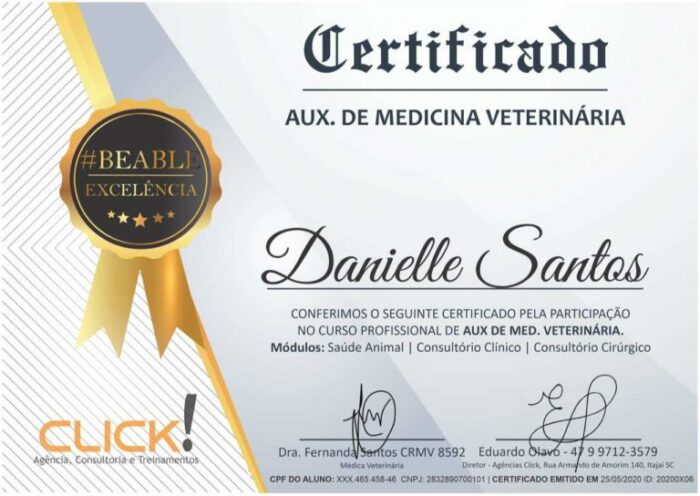ClickVET - Curso de Auxiliar Veterinária certificado mec valido