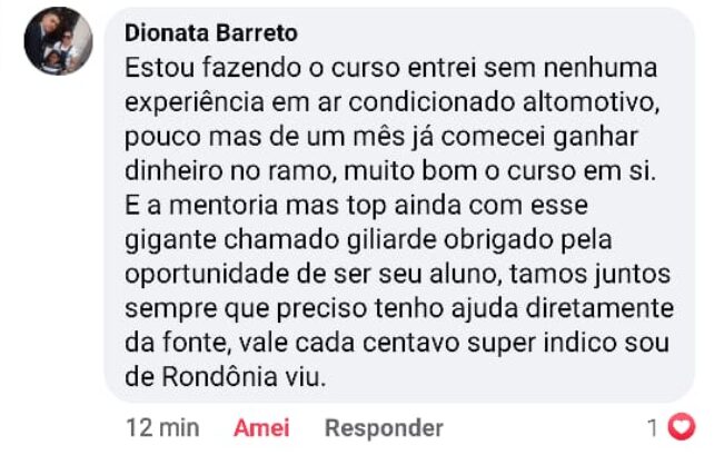 Curso de Ar Condicionado Automotivo (Linha Leve e Pesada) depoimento