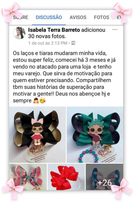 Fábrica de Laços e Tiaras depoimento