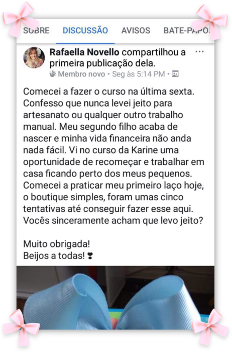 Fábrica de Laços e Tiaras depoimento