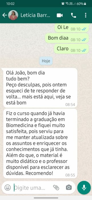 Curso de Interpretação de Exames Laboratoriais depoimento