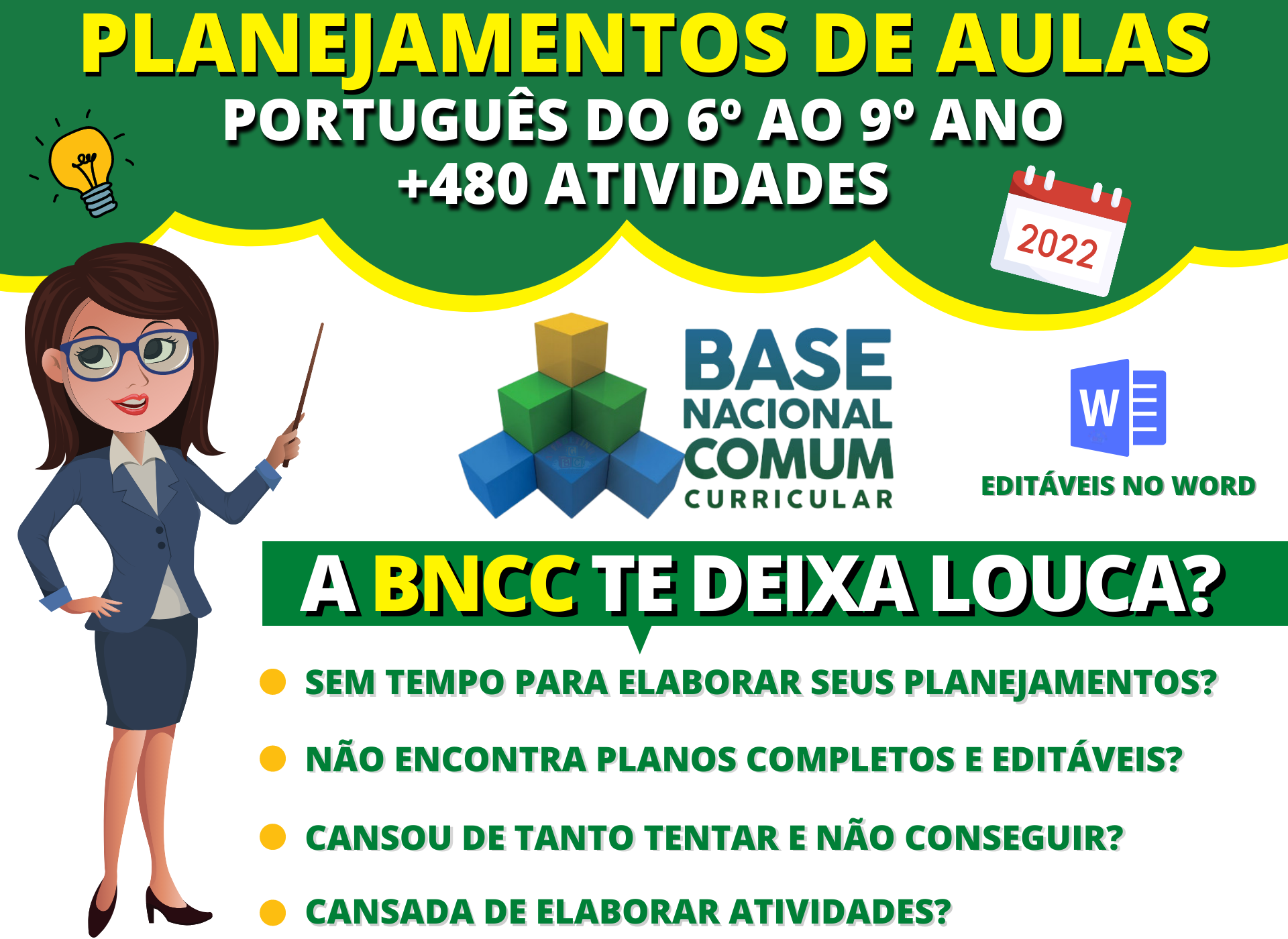 Planejamentos de Aulas de Língua Portuguesa do 6º ao 9º ano BNCC tem cupom de desconto