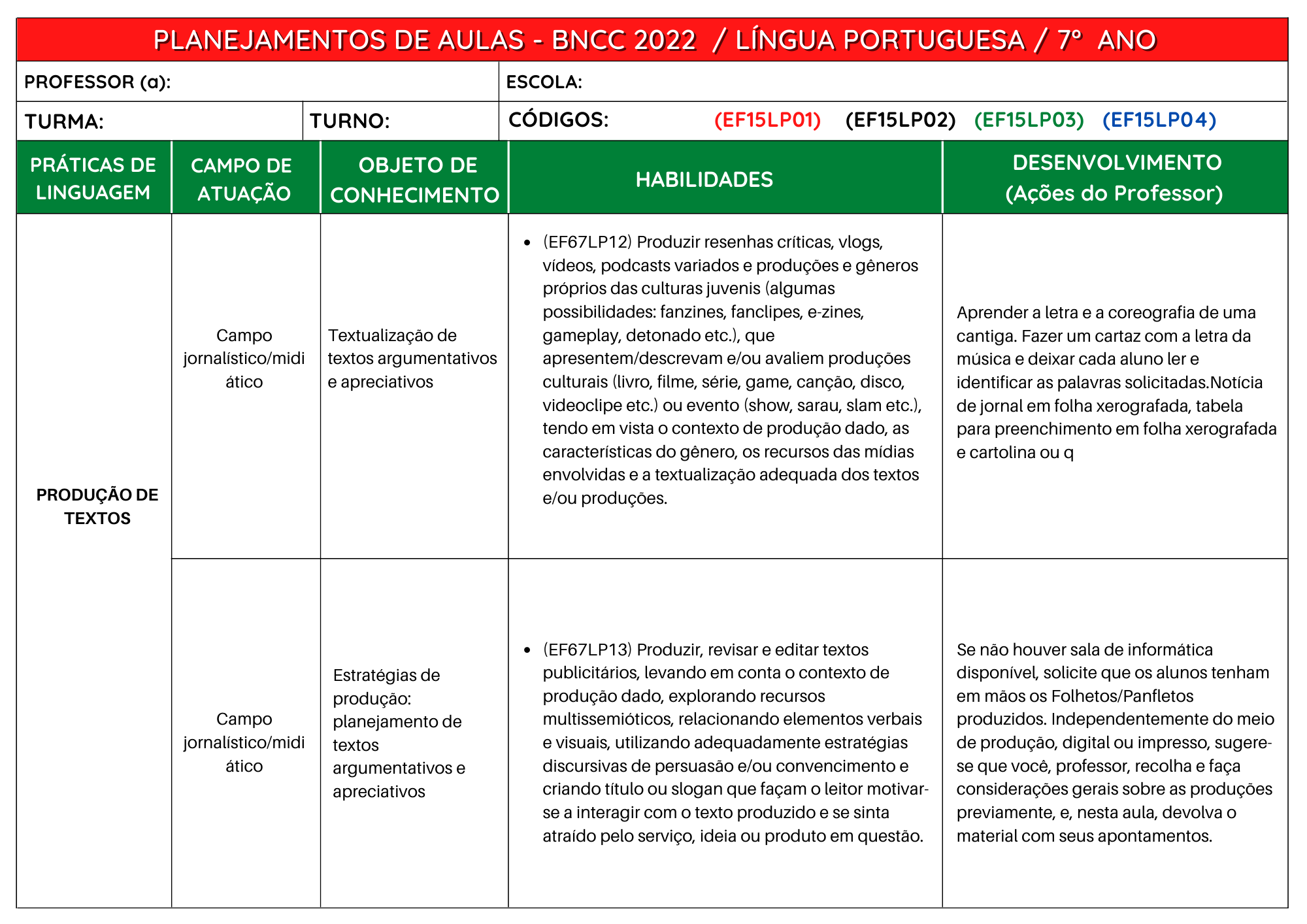 Planejamentos de Aulas de Língua Portuguesa do 6º ao 9º ano BNCC comprar vale a pena