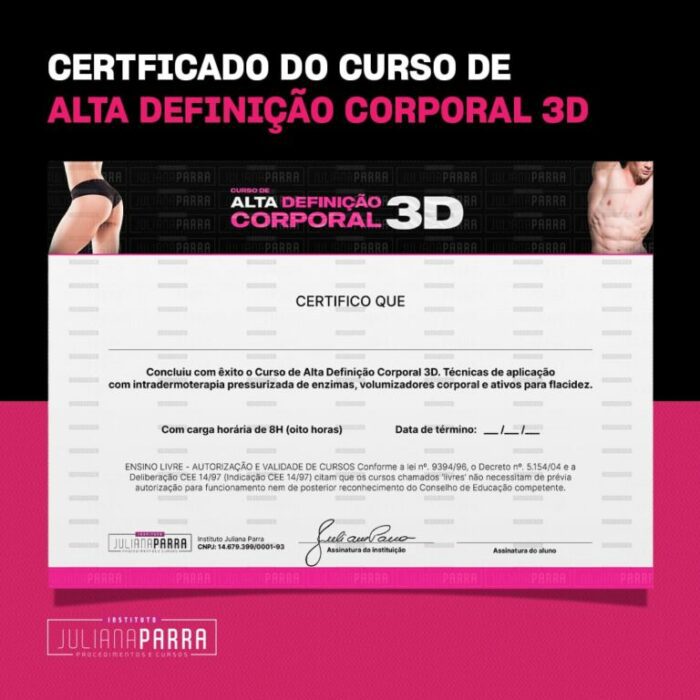 Curso de alta definição 3D da Juliana Parra certificado mec valido