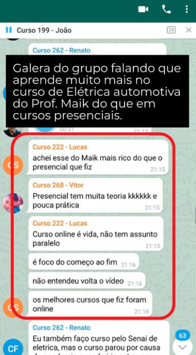 Curso de Elétrica Automotiva depoimento