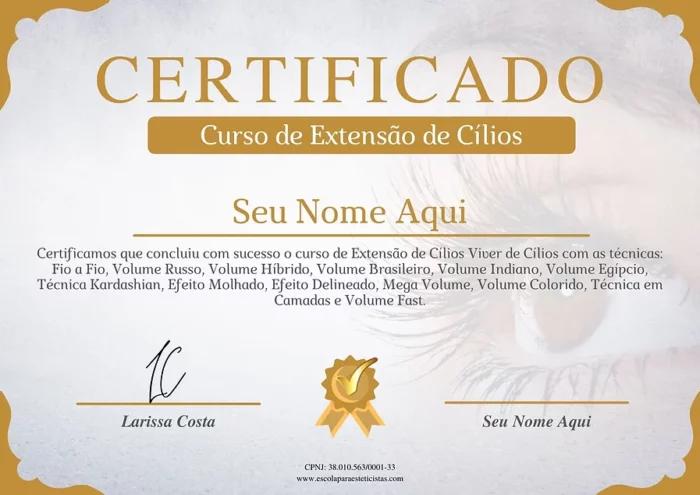 Curso Viver de Cílios certificado mec valido