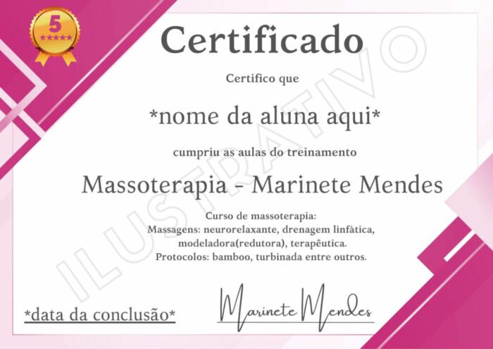 Curso de Massoterapia da Marinete Mendes certificado mec valido