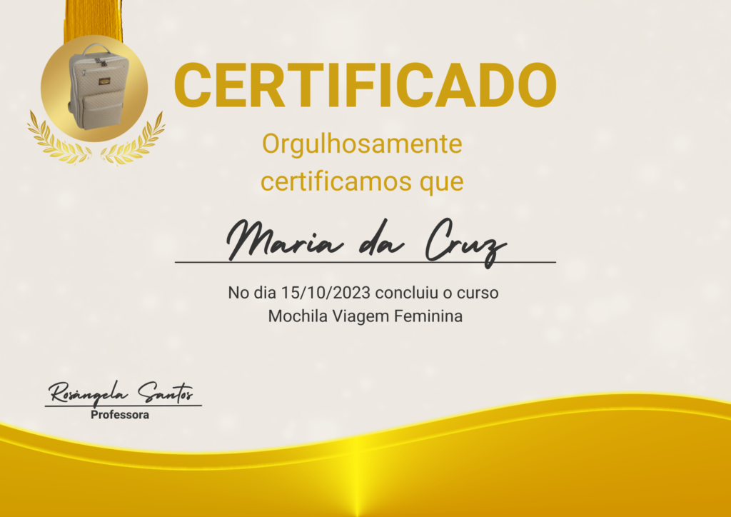 Curso Mochila de Viagem Feminina  certificado mec valido