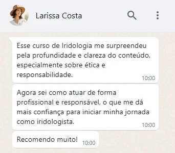 Curso de Iridologia depoimento