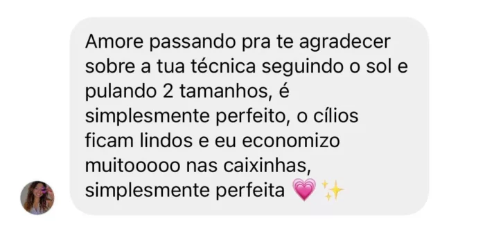 Curso Cílios Efeito Rímel depoimento