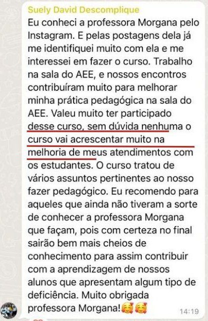 Curso Descomplique o AEE depoimento