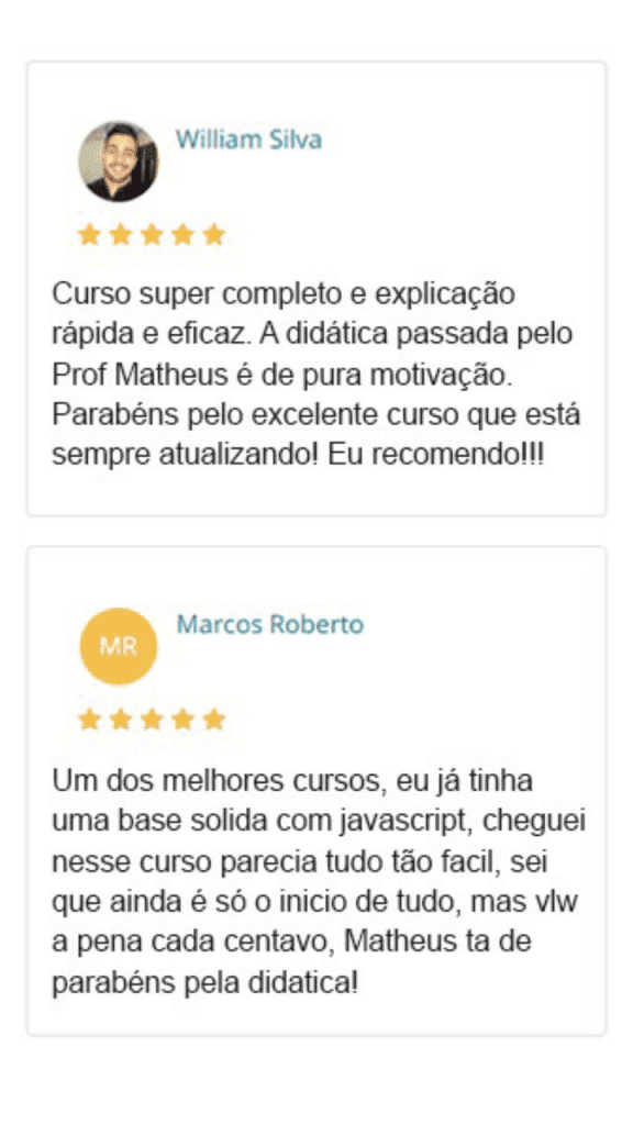 Curso FullStack Profissional depoimento