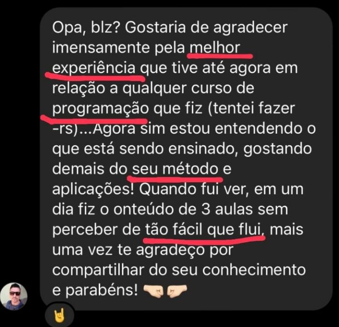 Gestor de Automações com NoCode e IA depoimento