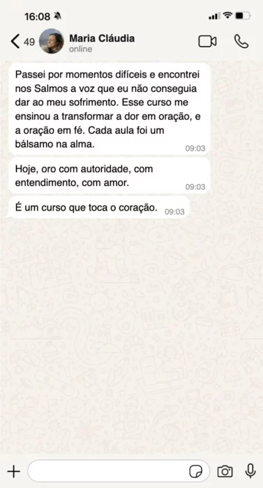Curso O Poder dos Salmos: A Alma das Escrituras depoimento