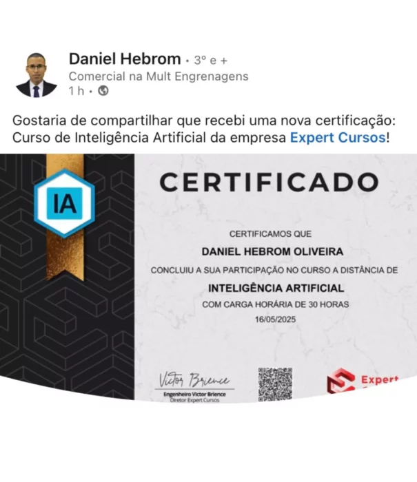 Curso de Inteligência Artificial depoimento