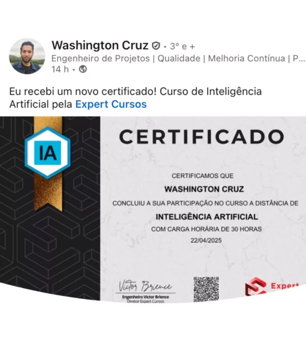 Curso de Inteligência Artificial depoimento