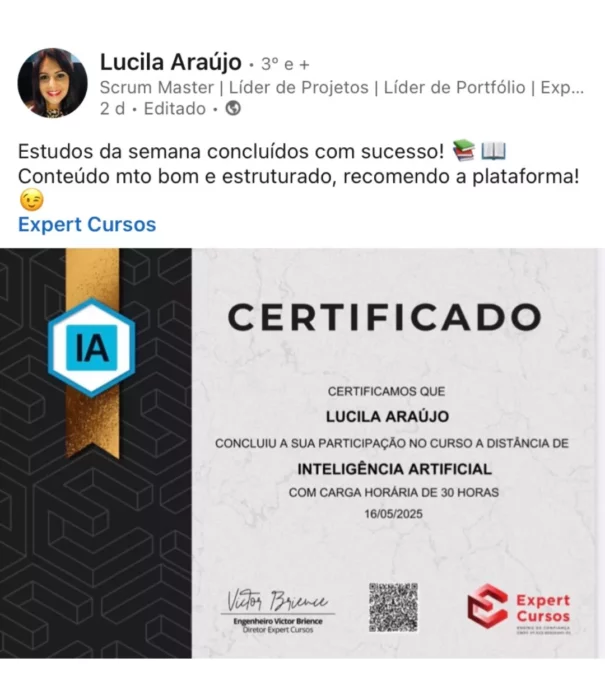 Curso de Inteligência Artificial depoimento