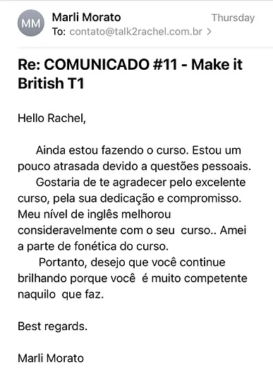 Curso Make it British depoimento